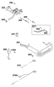 Controls Group Diagram and Parts List for 130G36-0114-H5 100000 - 19Z999 Briggs and Stratton Engine